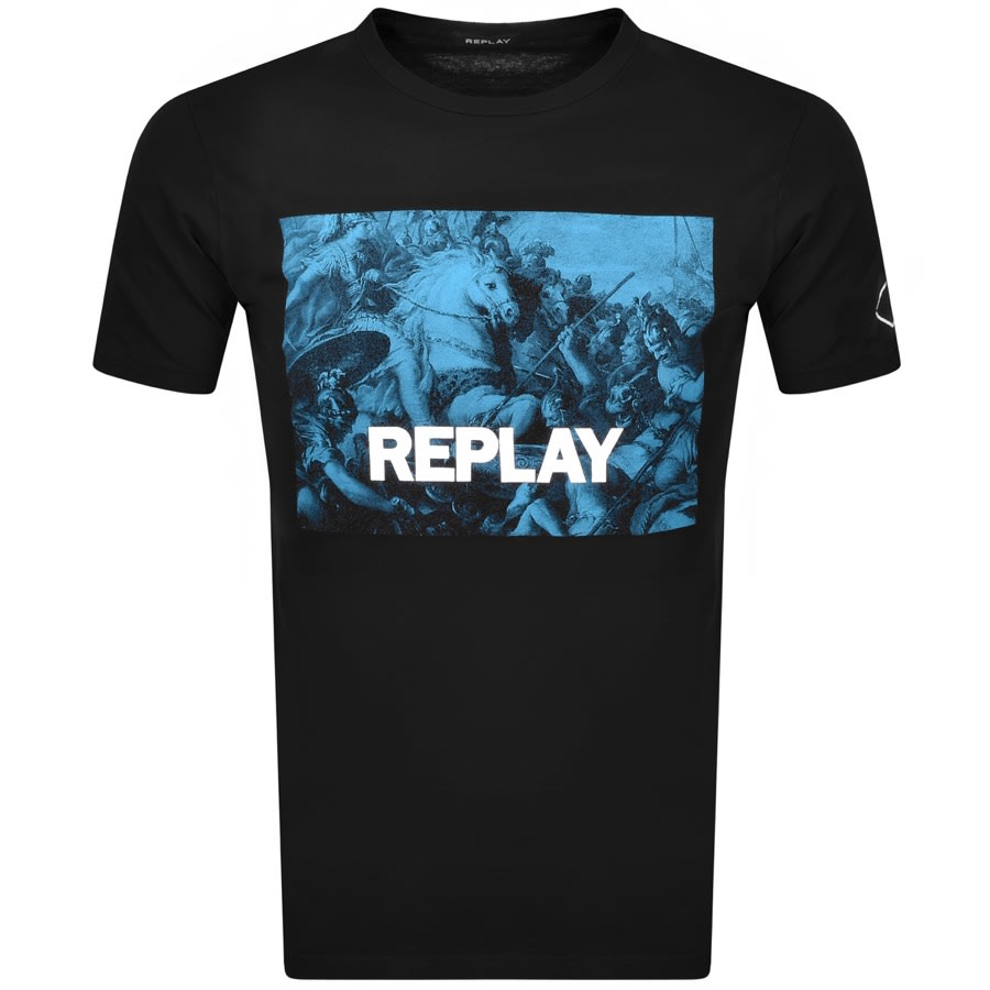 Alternative Image for ProductReplay Logo Crew Neck T Shirt Black1
